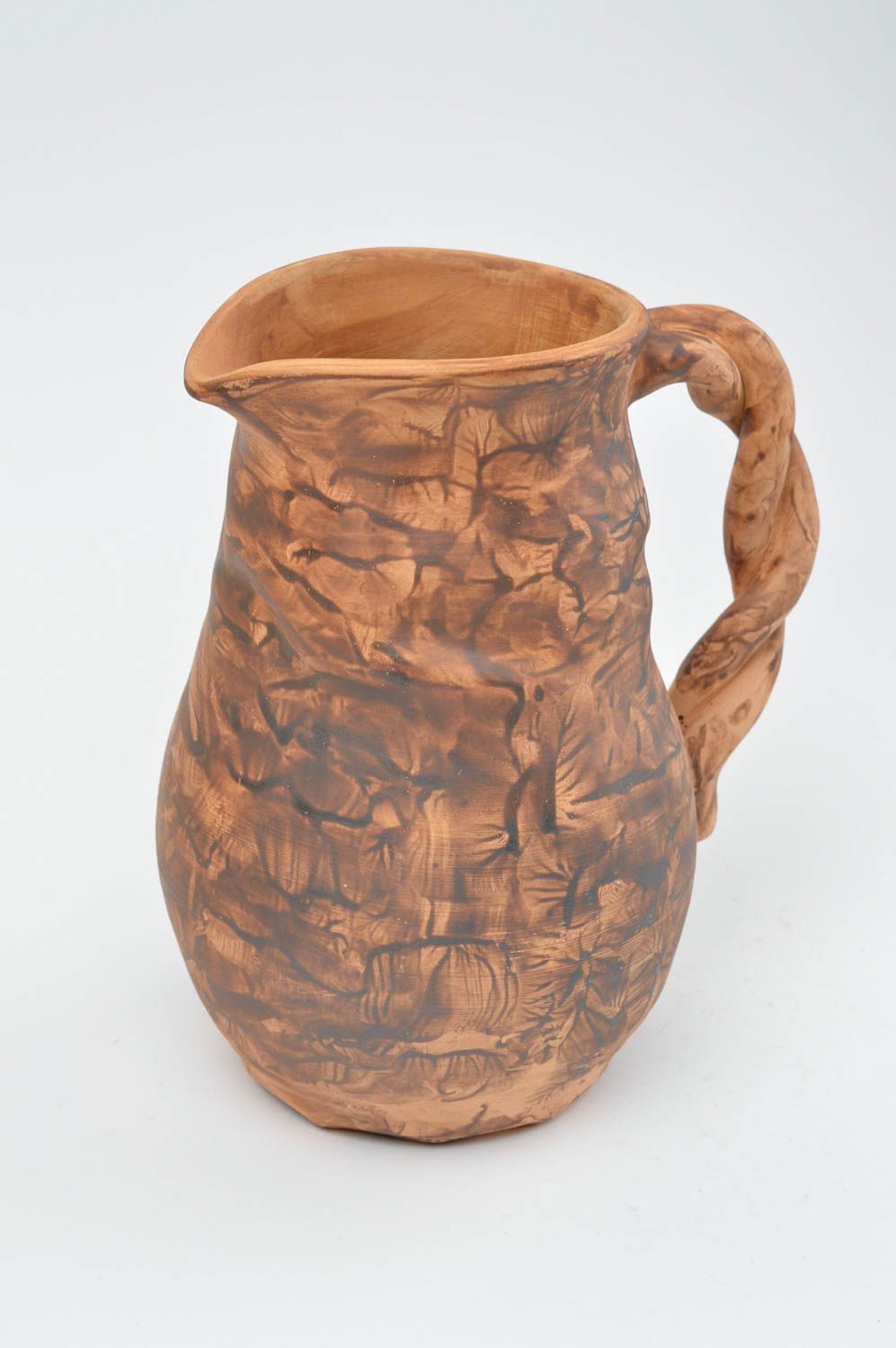 60 oz ceramic UNIQUE brown water jug with handle 1,7 lb photo 3