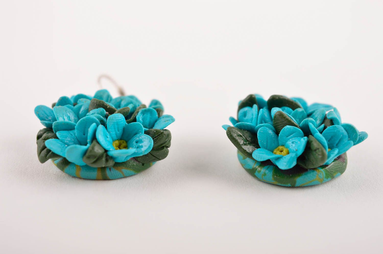 Modeschmuck Ohrringe handmade große Ohrringe Frauen Geschenke türkisblau  foto 4