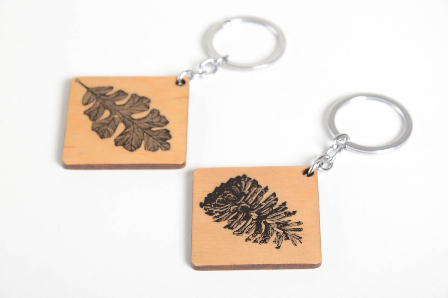Paar Schlüsselanhänger mit Print handmade Schlüsselanhänger Holz Geschenk Idee foto 2
