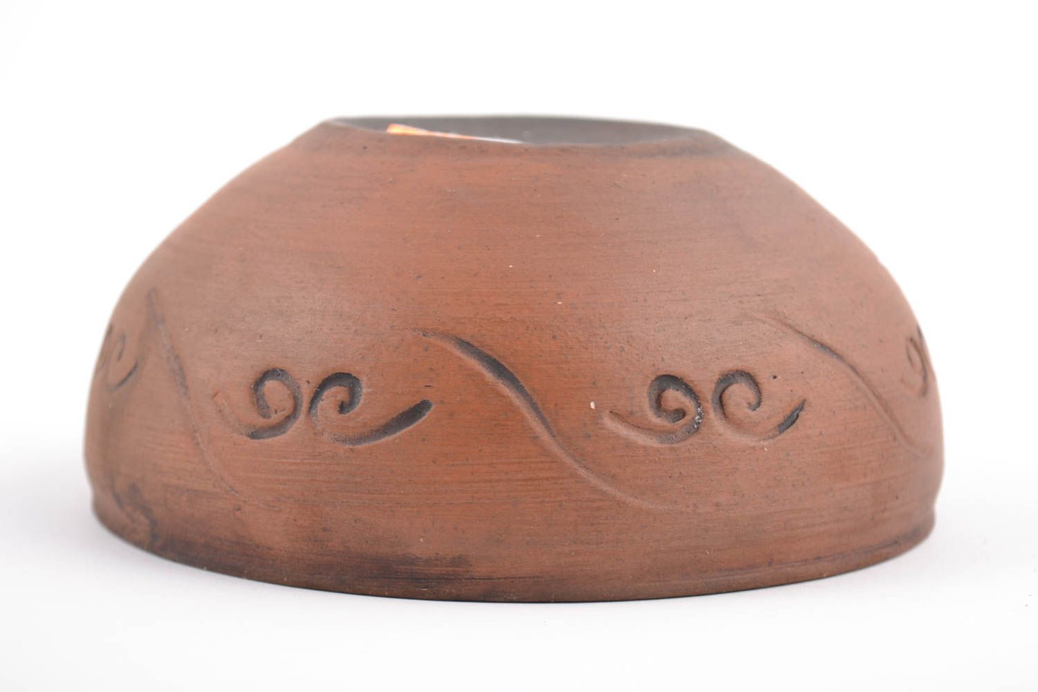 Small beautiful handmade designer clay bowl kilned with milk 300 ml photo 3