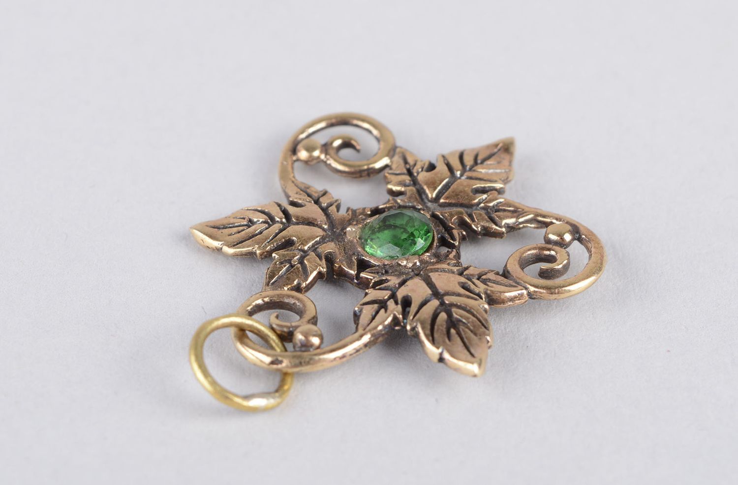Handmade elegant metal pendant unusual bronze pendant stylish jewelry photo 3