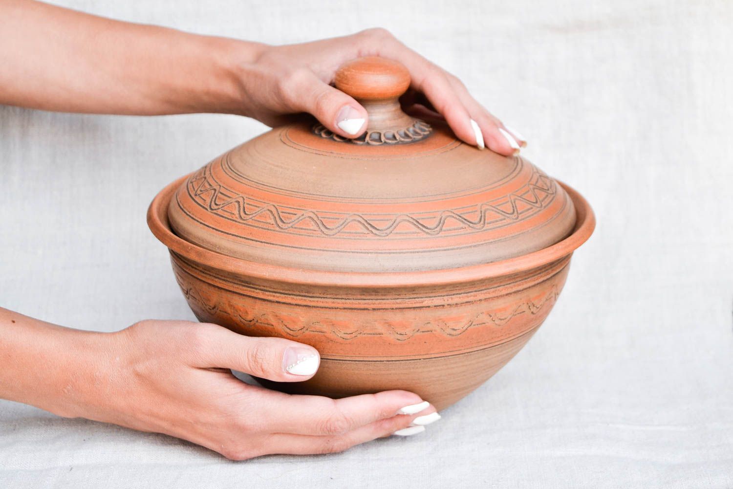 Clay bowl with lid handmade ceramic bowl eco friendly tableware kitchen decor photo 2