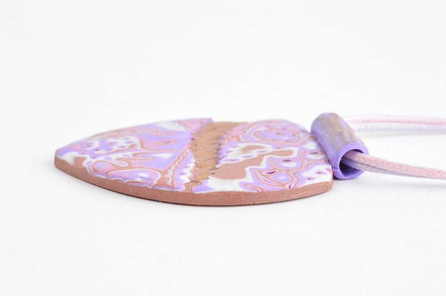 Pendentif fantaisie Bijou fait main violet pâte Accessoire femme design original photo 2