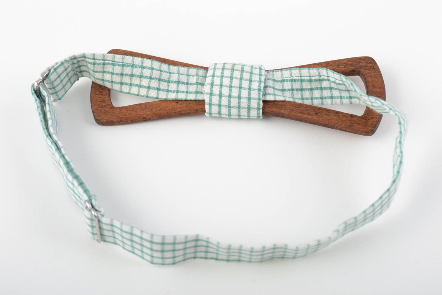 Unusual handmade designer beautiful beech wood bow tie with cotton strap photo 3
