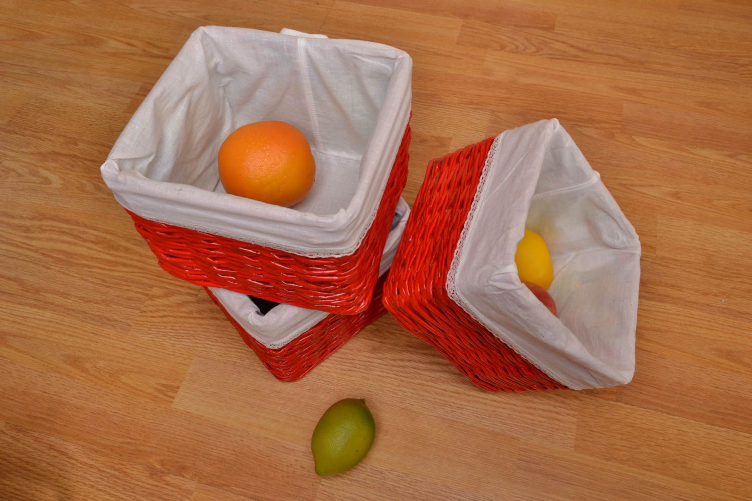 Set of paper woven baskets photo 5