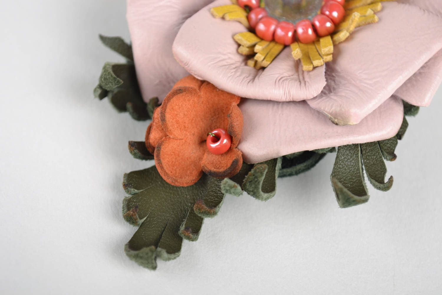 Broche fleur Barrette à cheveux en cuir faite main Accessoires pour femme photo 3