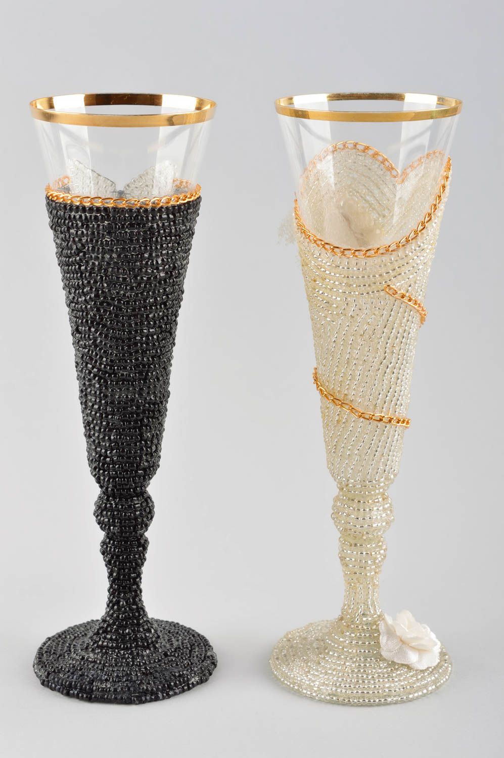 Beautiful handmade glass ware 2 champagne glasses wedding accessories gift ideas photo 5