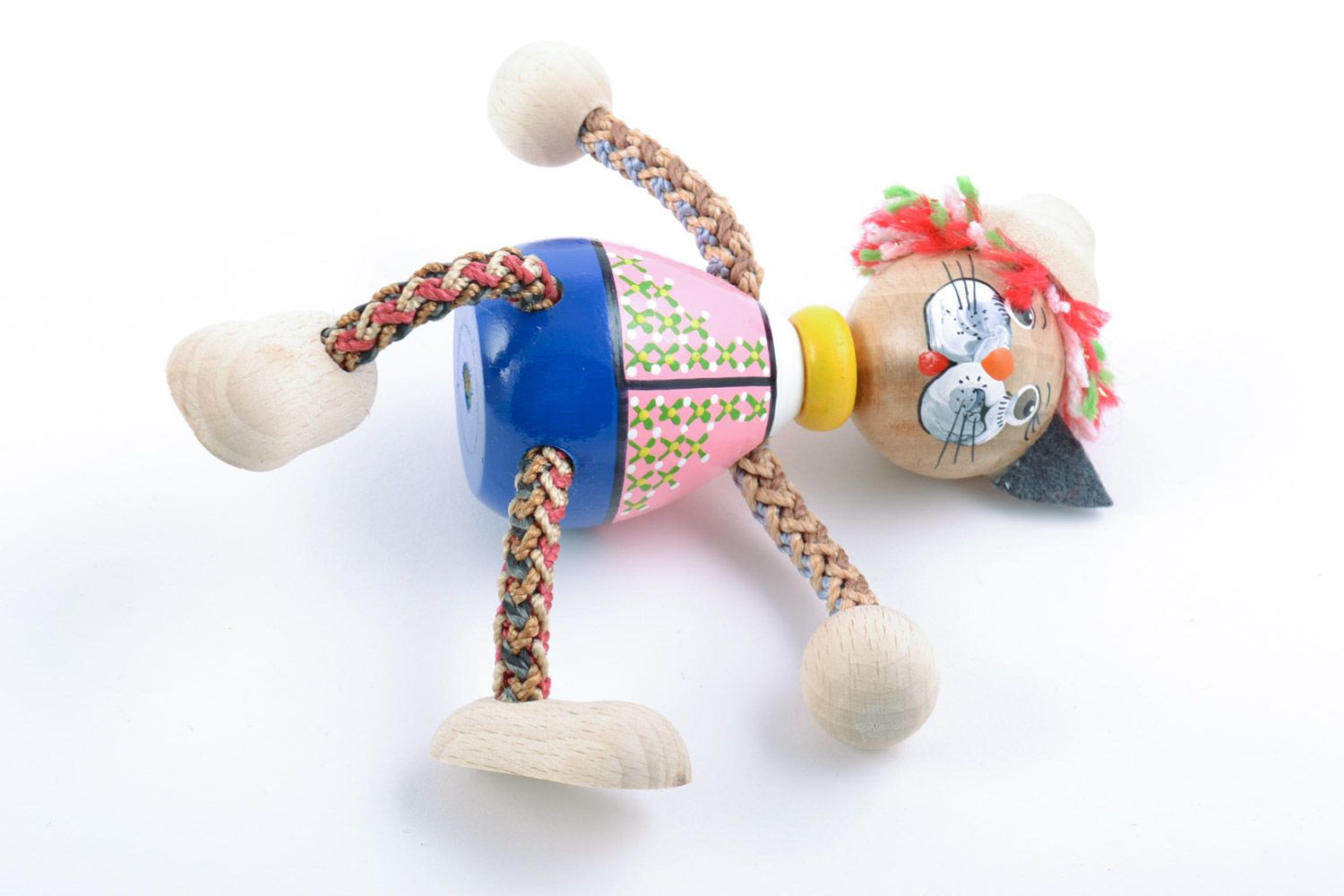 Holz Spielzeug Kater mit Farben bemalt grell Handarbeit Geschenk für Kinder  foto 5