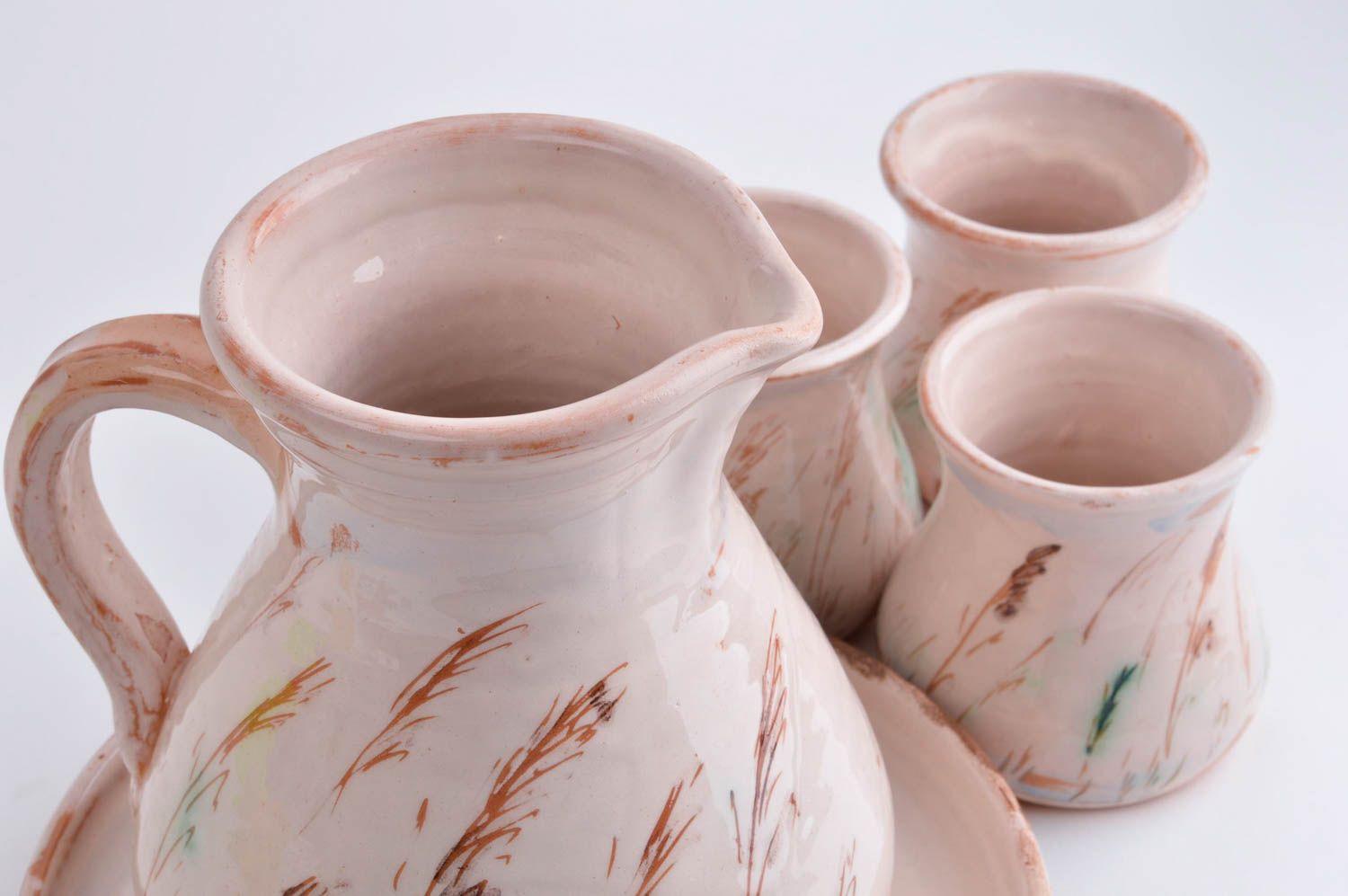 Keramik Geschirr Set handgefertigt Keramik Krug Trinkbecher aus Ton bemalt foto 5