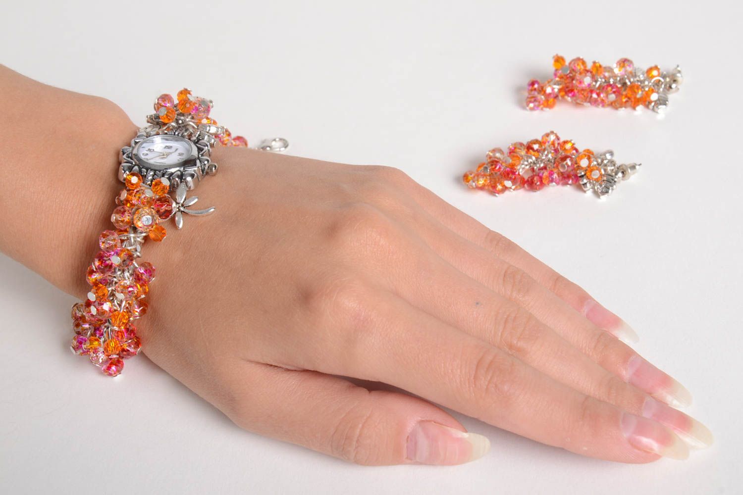 Unusual handmade beaded earrings wrist watch bacelet designs gifts for her photo 2