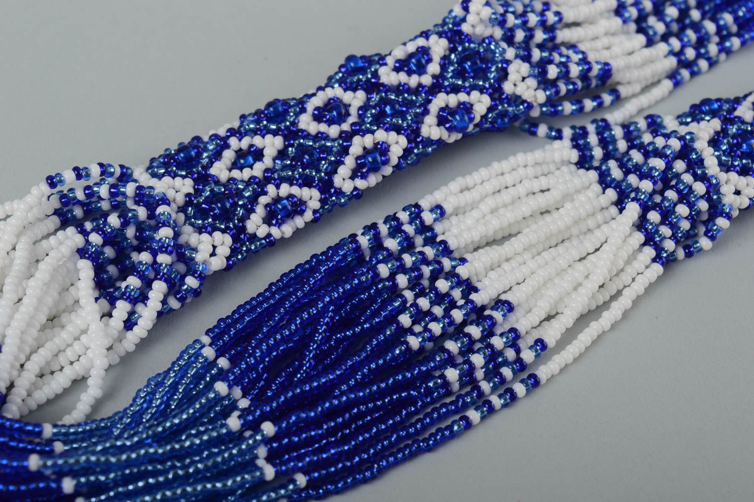 Collier Halskette handgefertigt Rocailles Schmuck Accessoire für Frauen blau foto 4