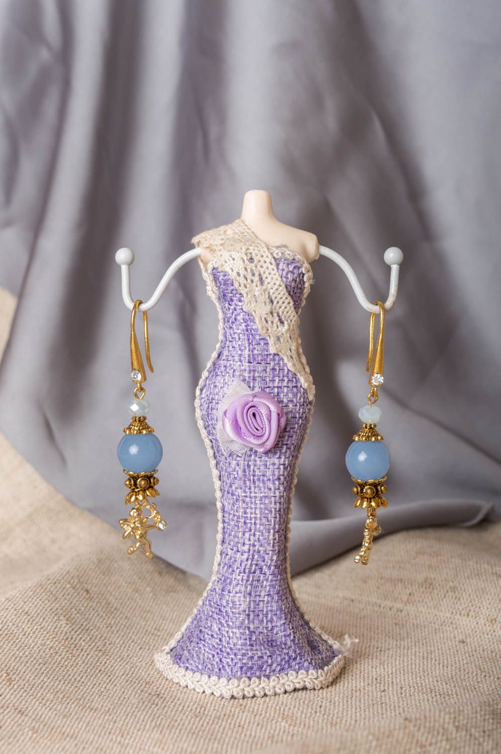 Lange blaue schöne elegante handmade Ohrringe mit Nephrit Damen Schmuck  foto 1