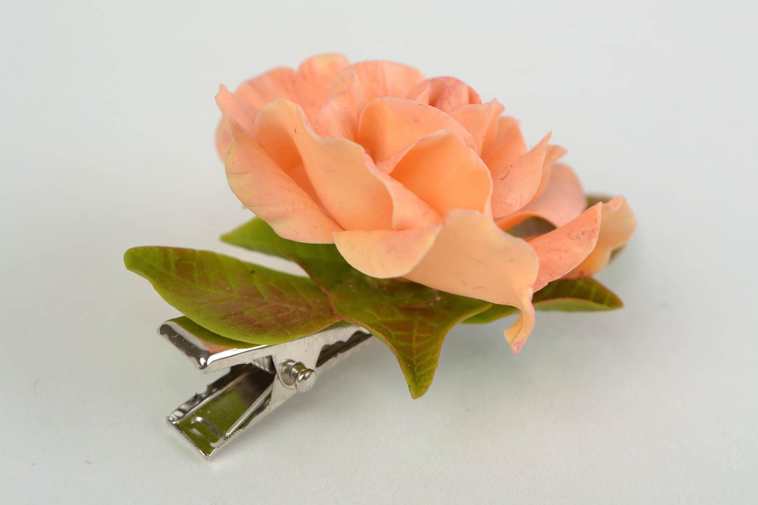 Pinza para el pelo de porcelana fría artesanal clip con forma de rosa delicada  foto 4