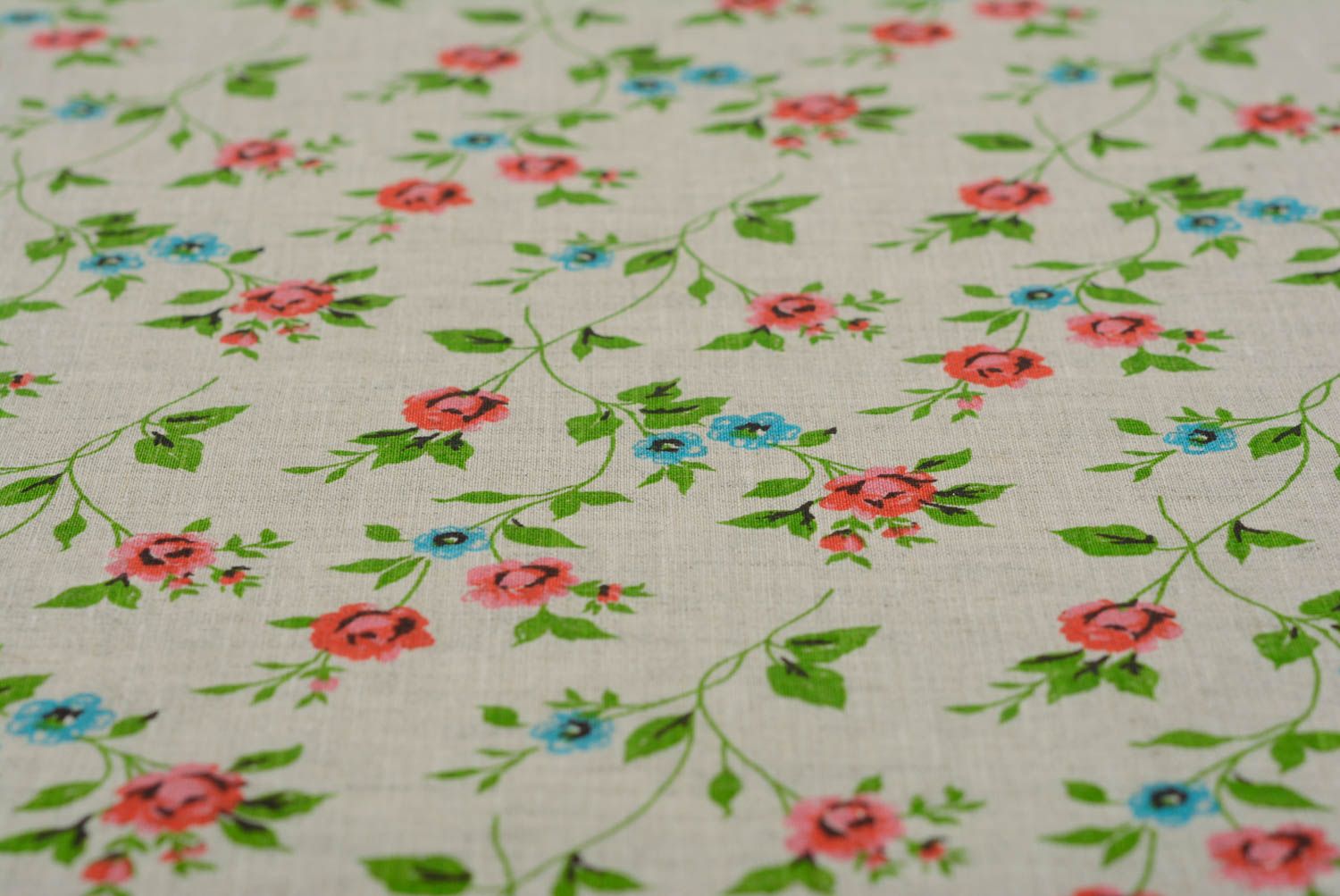 Handmade beautiful kitchen towel sewn of linen fabric with tender floral pattern photo 3