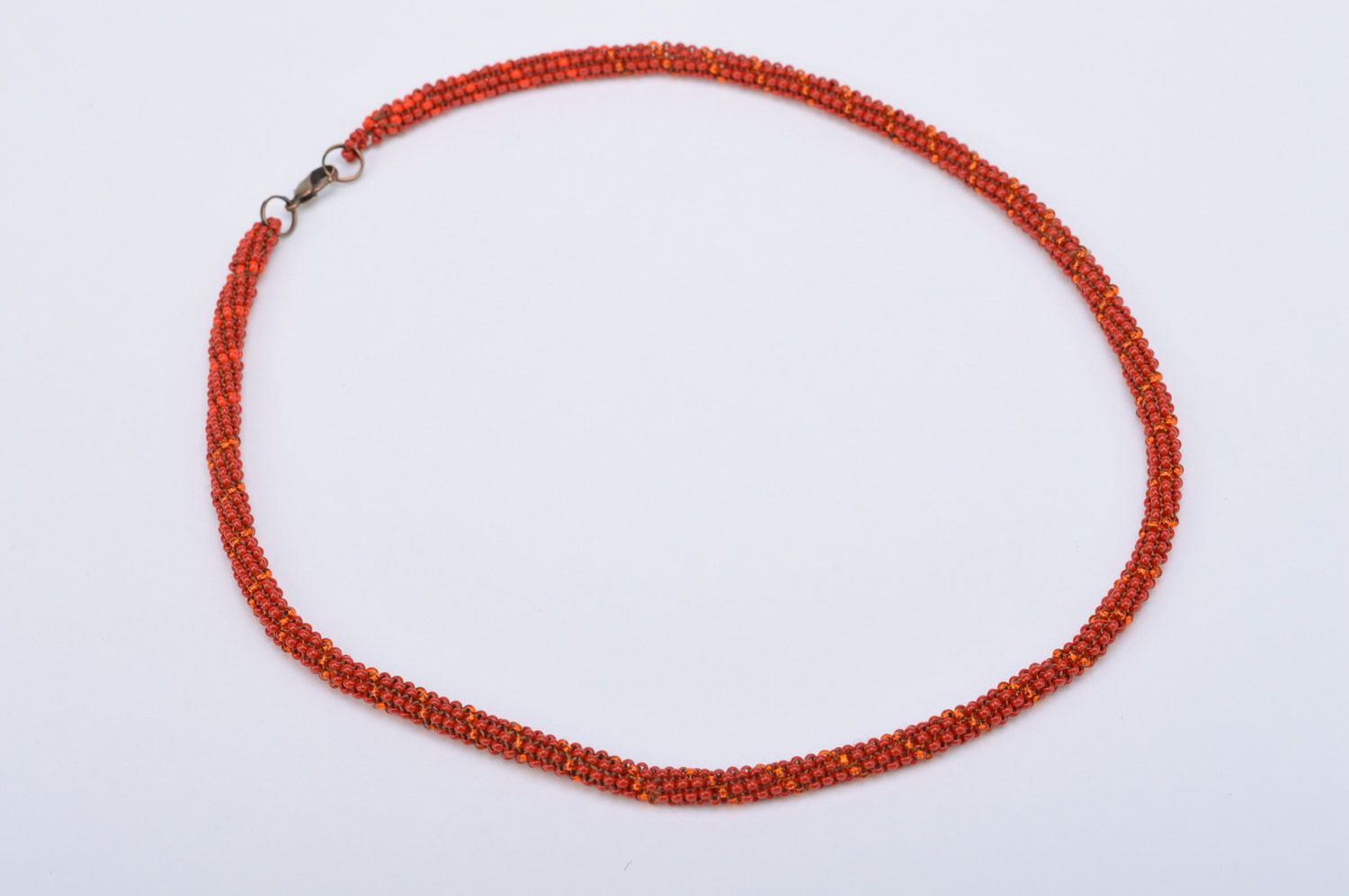 Handmade beaded red cord necklace for women author's work adornment photo 2