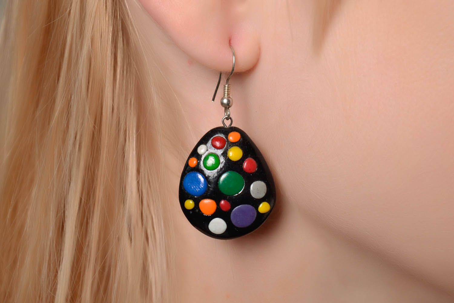 Long pendant-earrings made of polymer clay photo 4