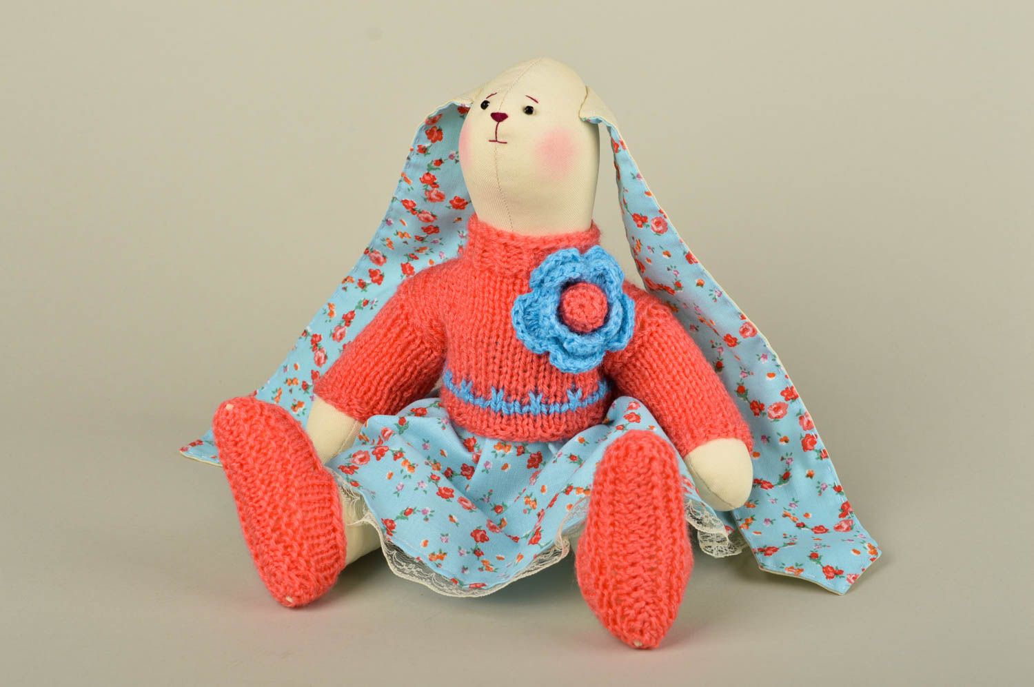 Игрушка заяц девочка игрушка ручной работы оригинальная игрушка для декора фото 5