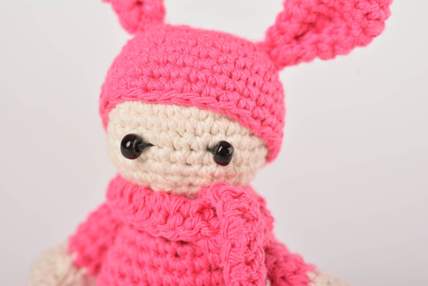 Jouet lapin tricoté au crochet Peluche faite main en fils de coton Cadeau enfant photo 2