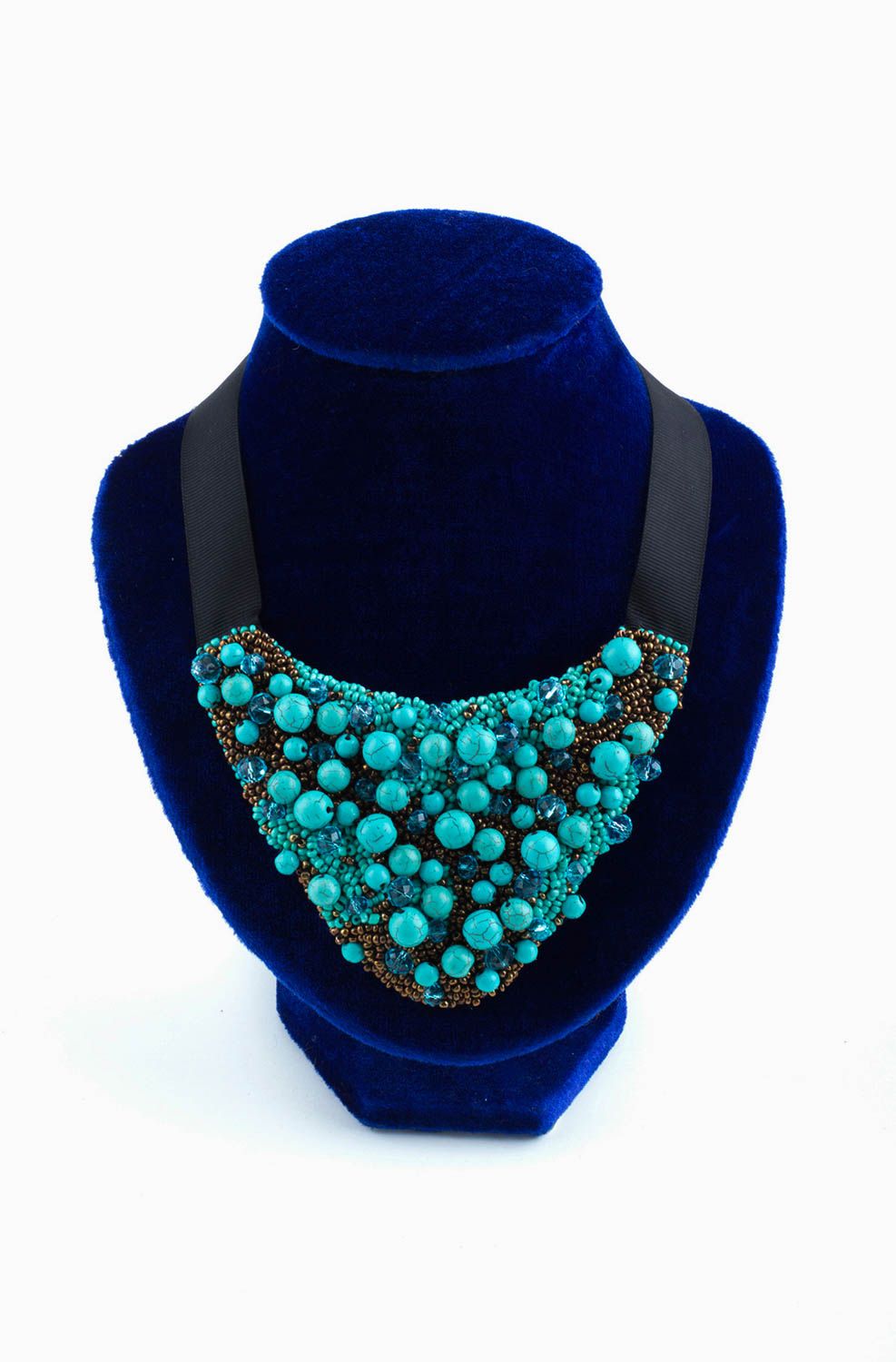 Collar original hecho a mano regalo personalizado bisutería artesanal color azul foto 2