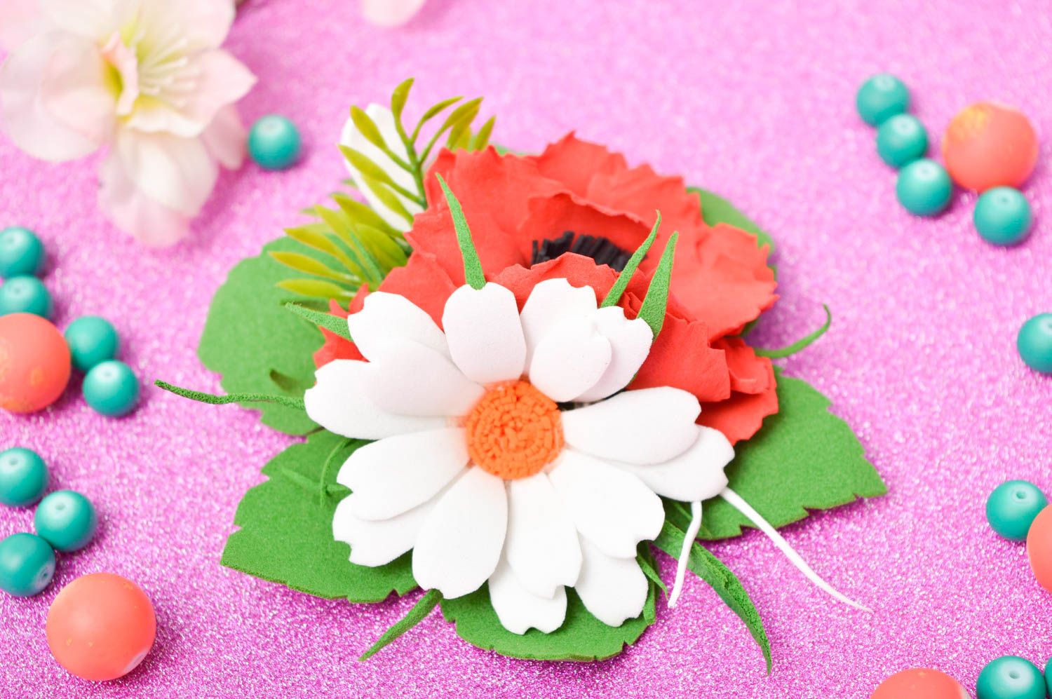 Handmade Damen Modeschmuck Haarspange Blume Accessoire für Haare Mode Accessoire foto 1