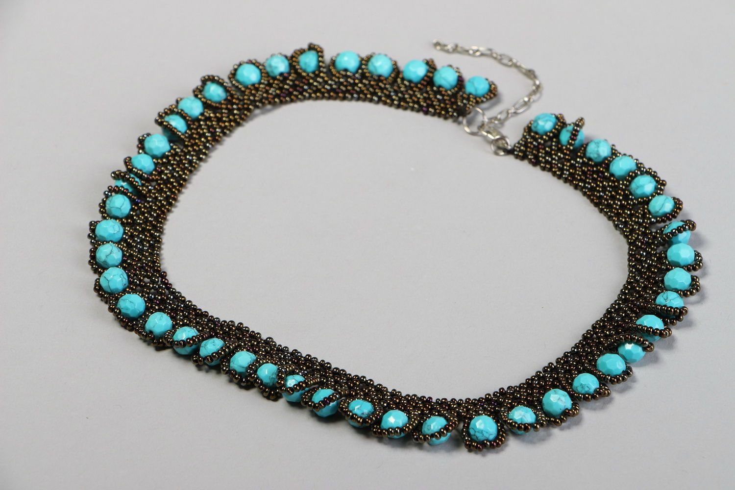 Necklace with Czech beads and turquoise photo 4