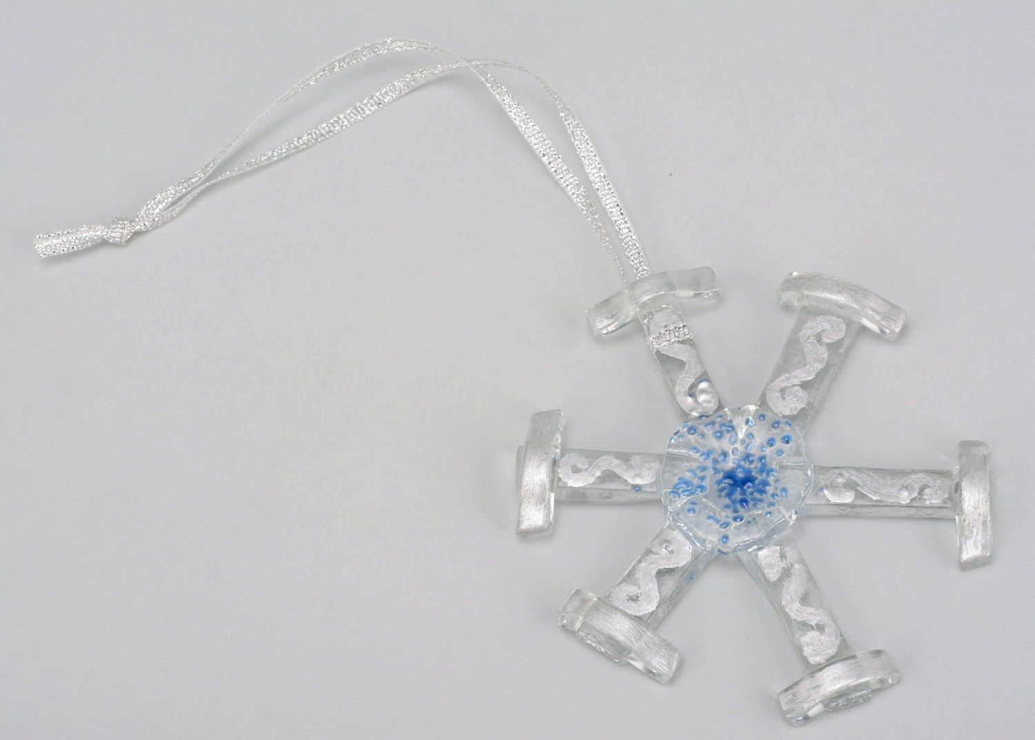 New Year's decoration Snowflake with white pattern photo 3