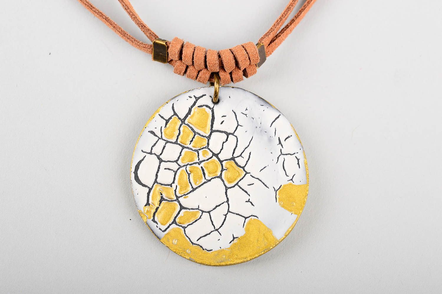 Beautiful handmade ceramic pendant clay pendant necklace fashion trends photo 4