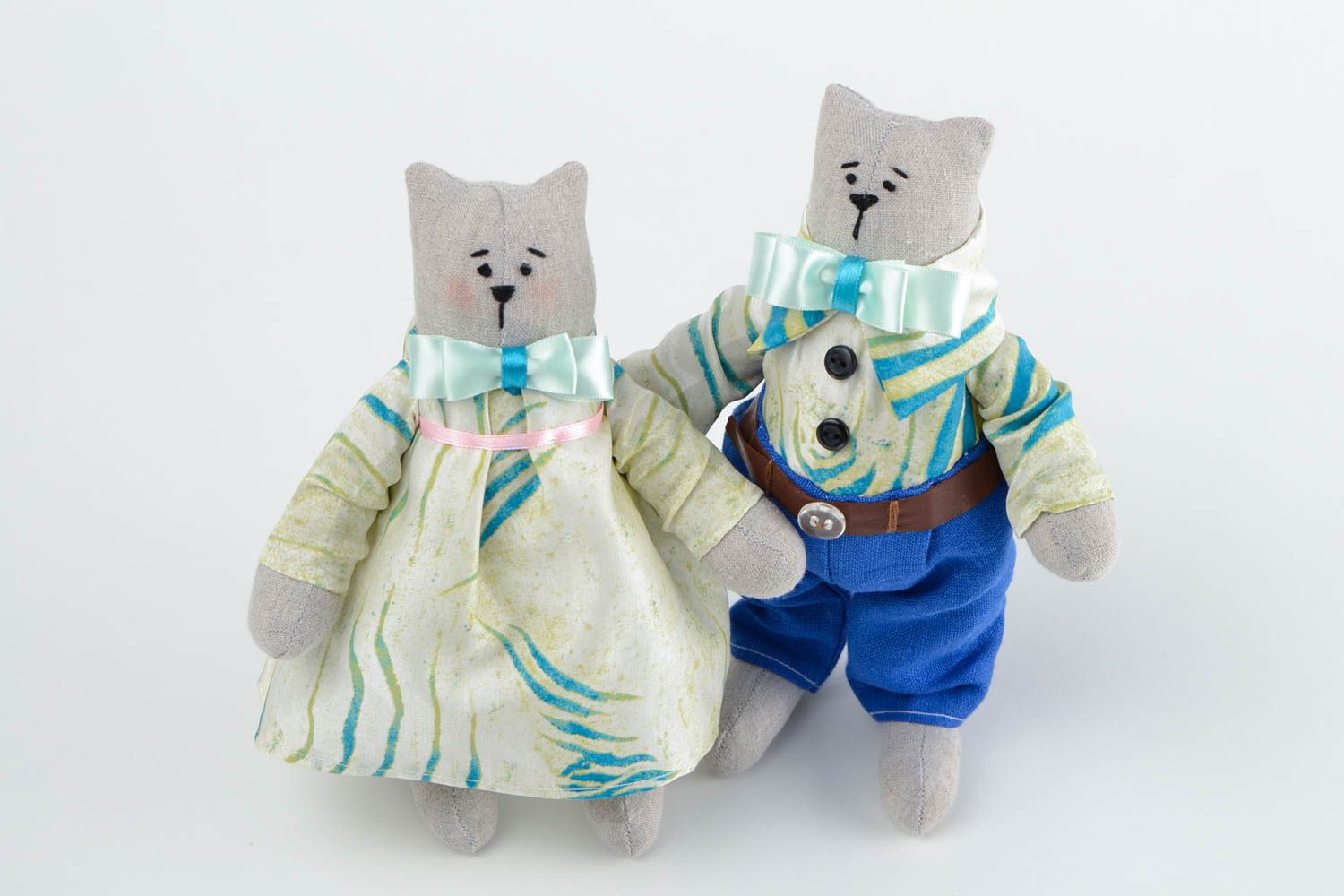 Игрушки котики пара тканевые игрушки ручной работы интересные подарки для дома фото 4