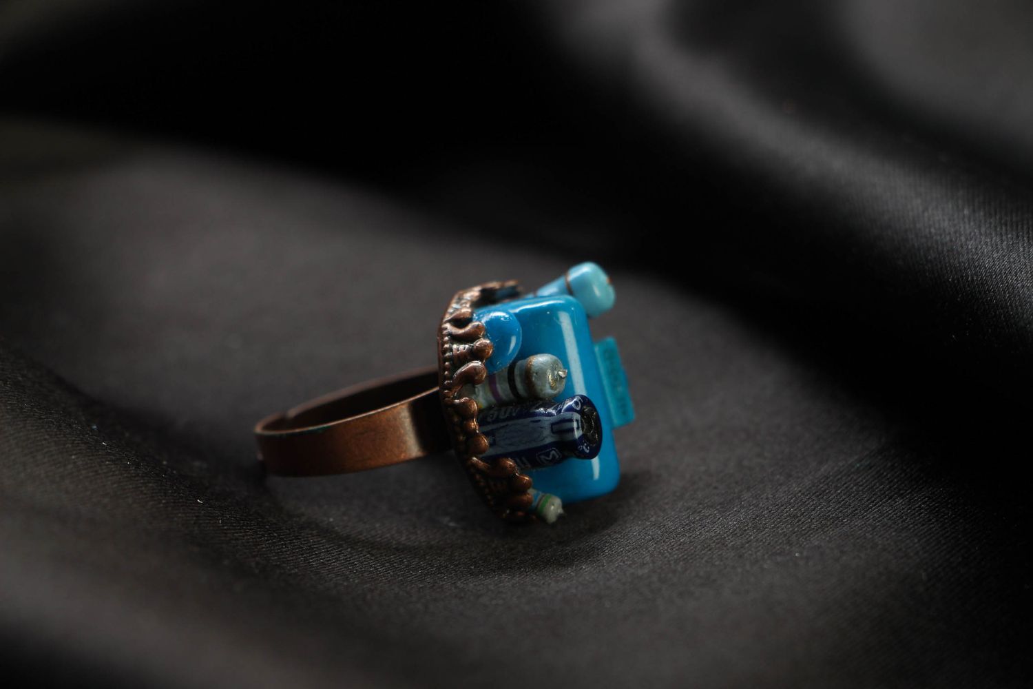 Steampunk Ring aus Metall in Blau foto 1