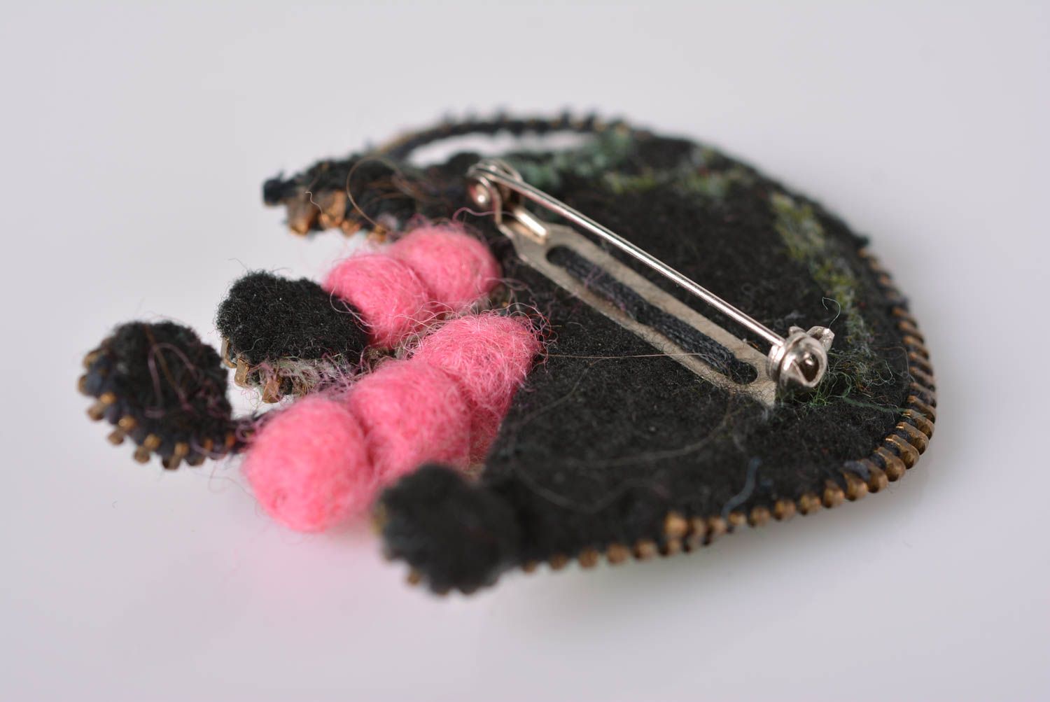 Handmade woolen brooch stylish unusual brooch elegant accessory present photo 4