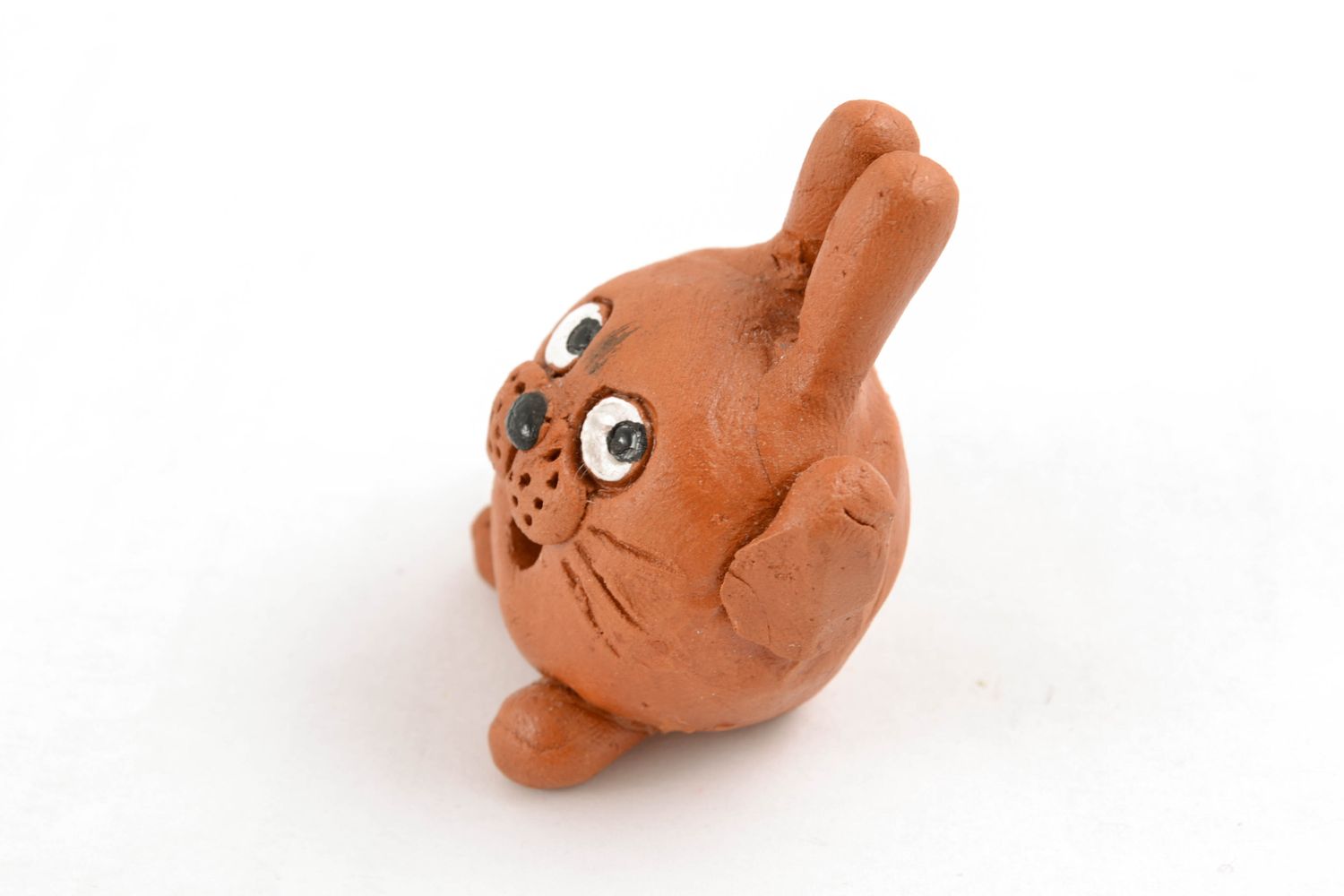 Figurine miniature lapin en terre cuite faite main photo 3