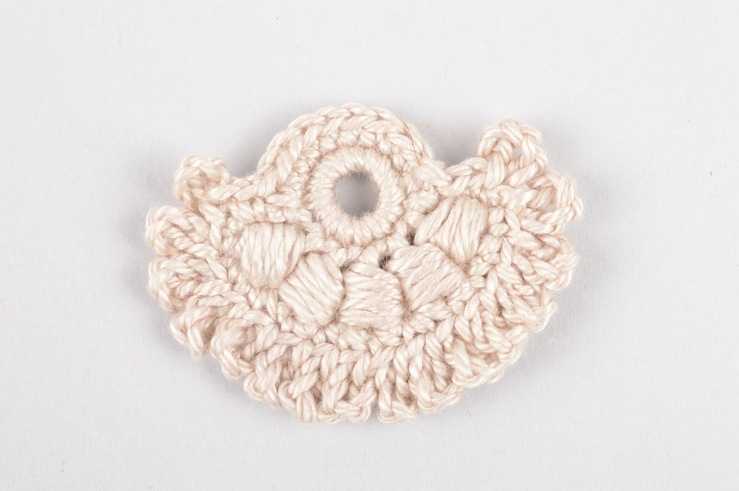 Handmade designer brooch blank unusual crocheted fittings white flower photo 4