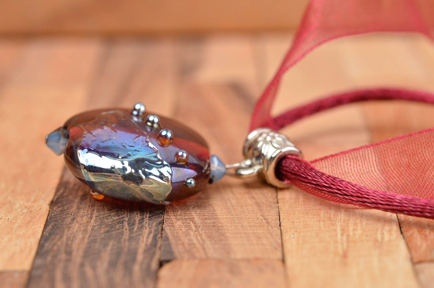 Handmade glass jewelry lampwork accessories glass necklace glass pendant photo 3
