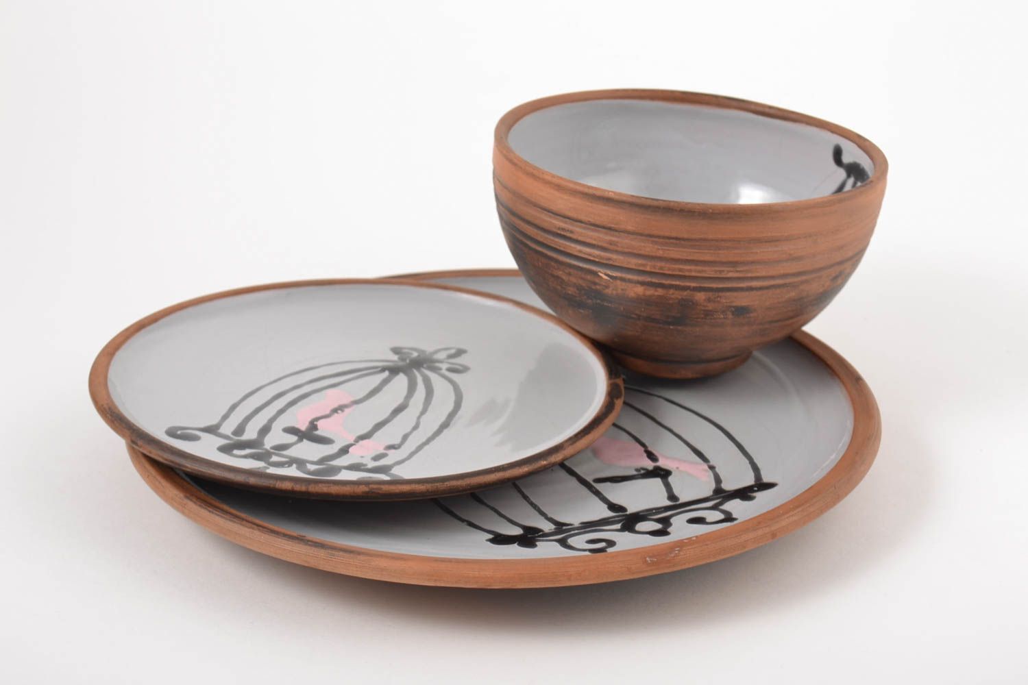 Platos de cerámica artesanales utensilios de cocina menaje del hogar 3 piezas foto 4