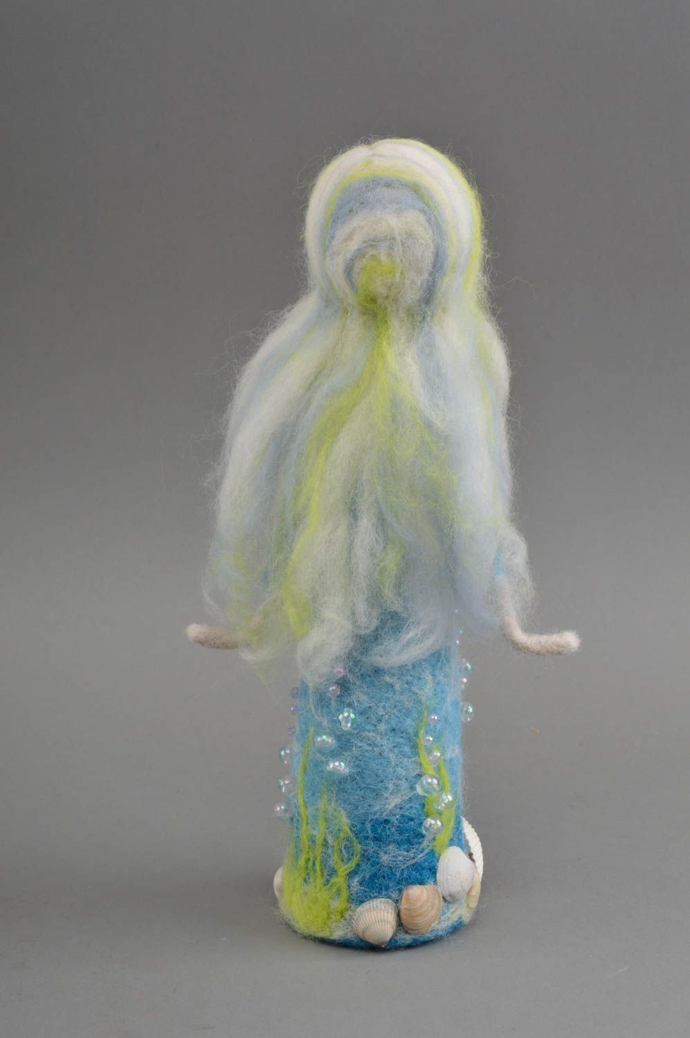 Handcrafted accessory felted wool toy mermaid doll best gift ideas for girl photo 3