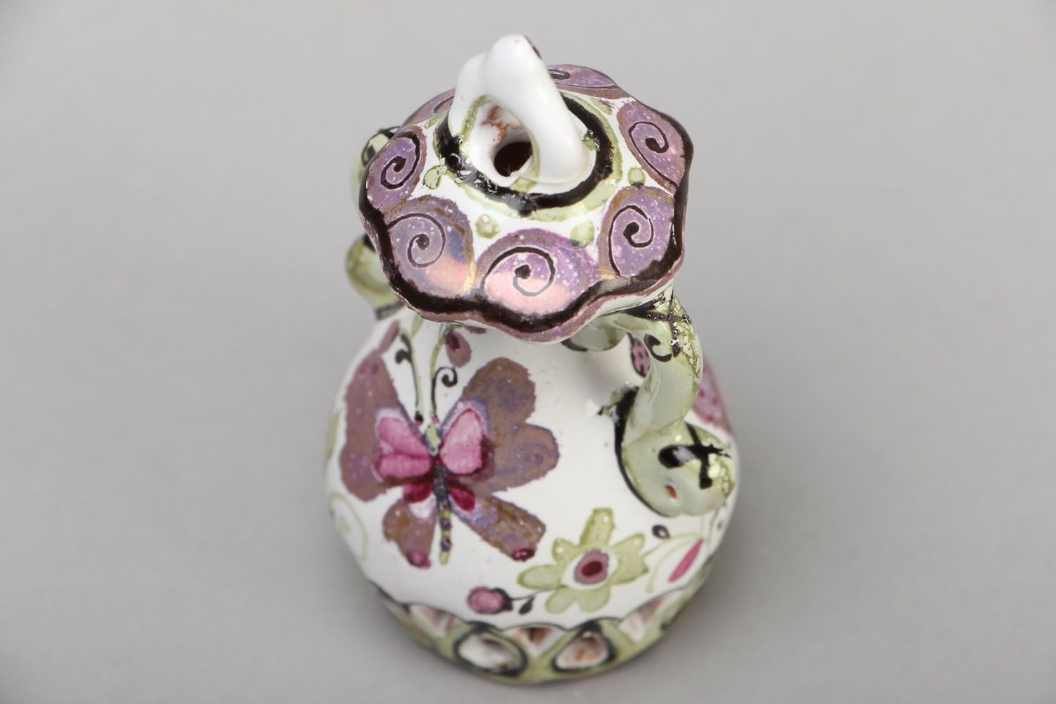 Cloche miniature céramique peinte faite main photo 2
