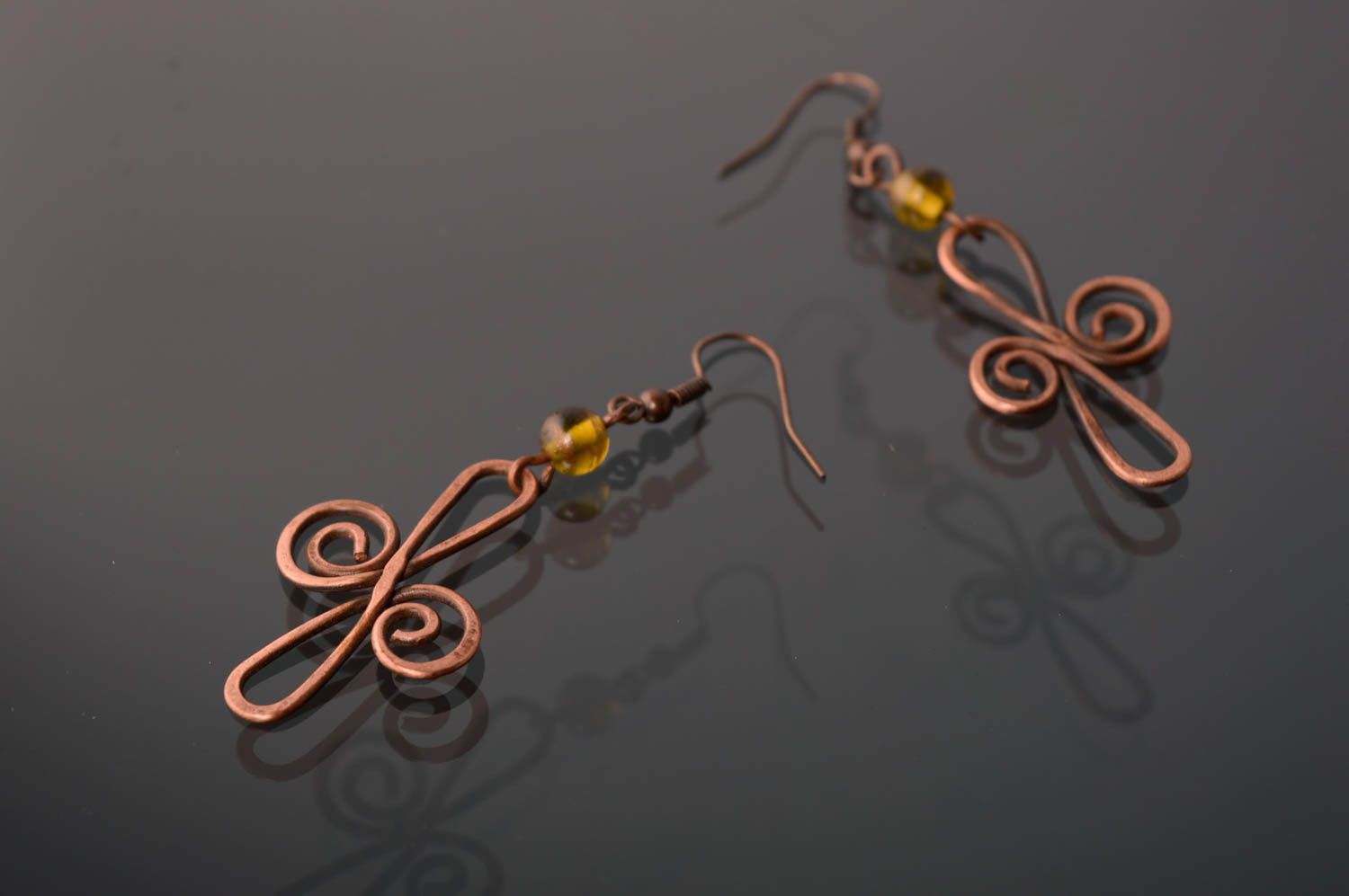 Wire wrap copper earrings photo 1