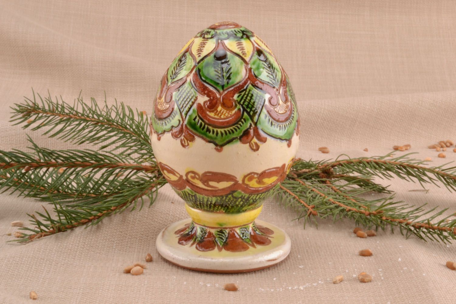 Painted ceramic egg photo 1