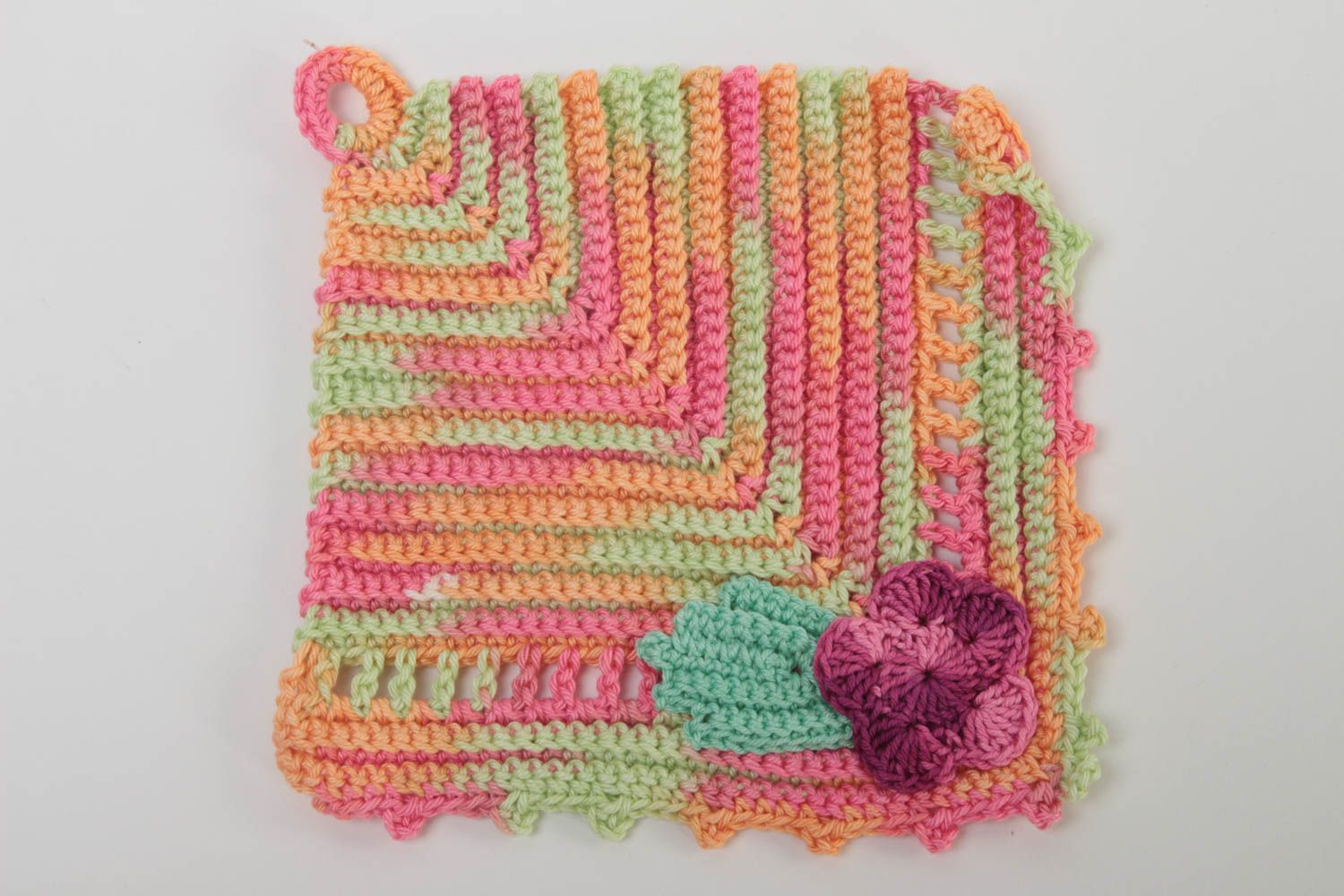Manique au crochet faite main Textile de cuisine multicolore Accessoire cuisine photo 2