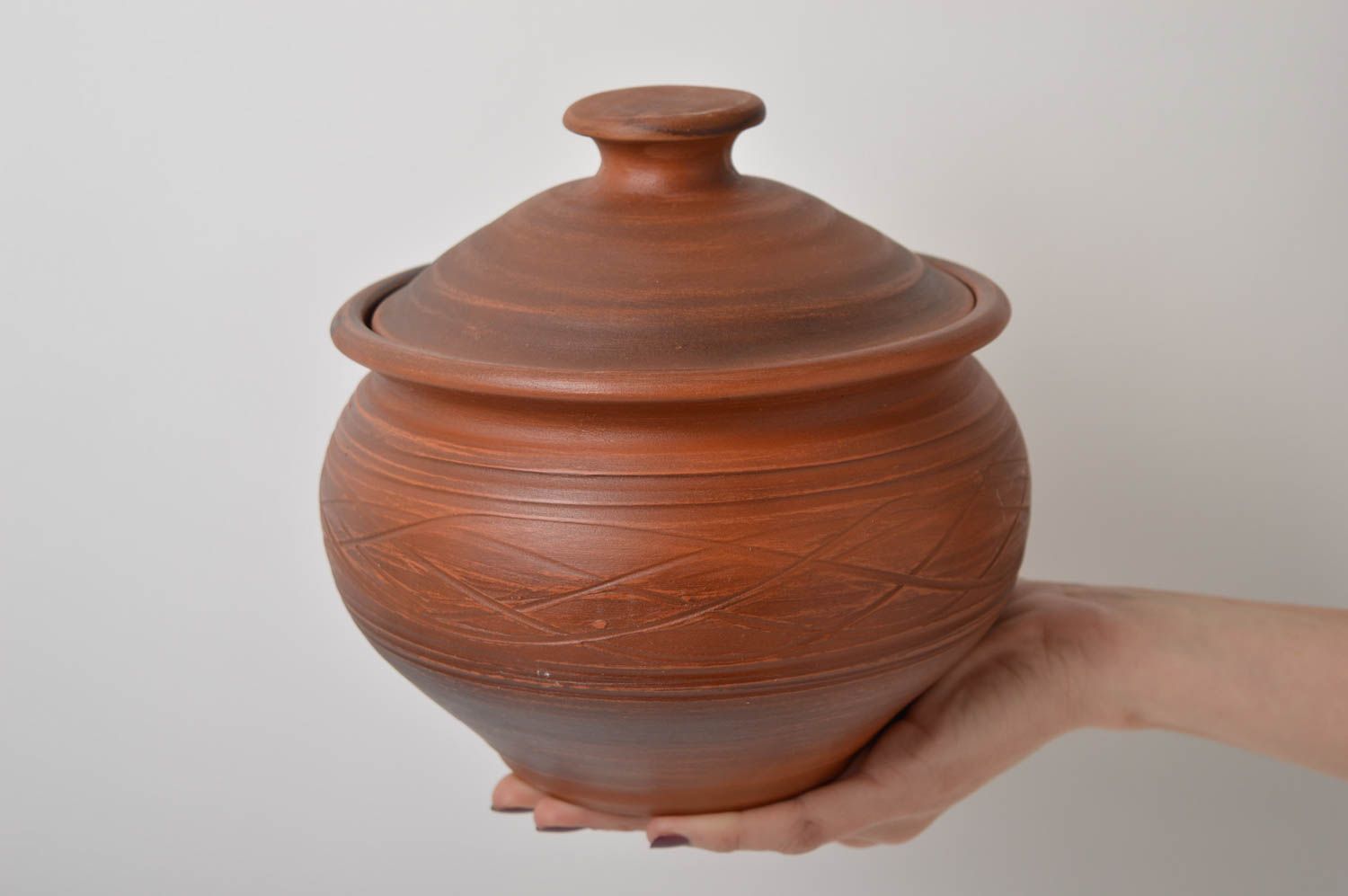 Topf aus Ton handmade Deko für Küche Keramik Geschirr im Öko Style schön foto 4