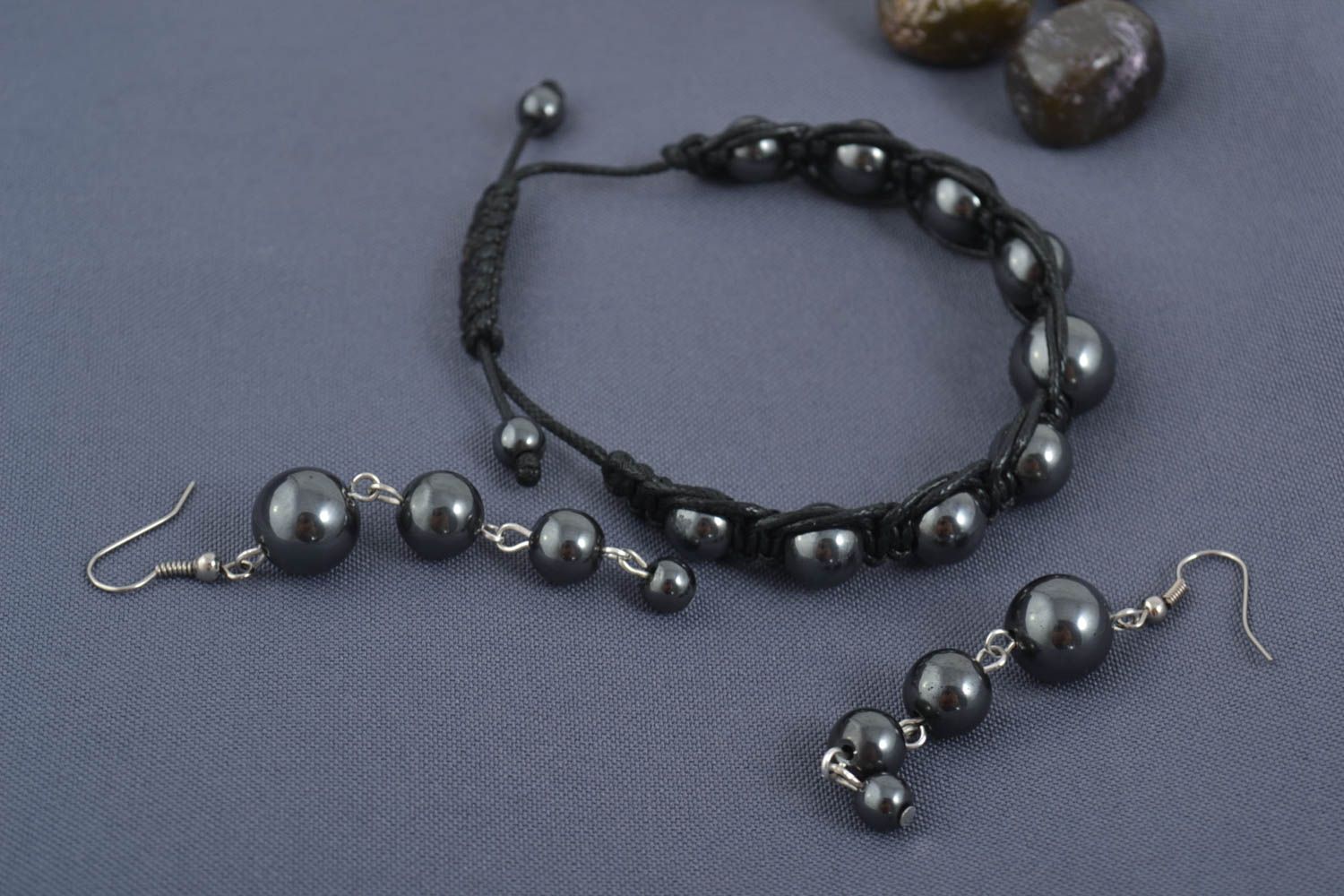 Handmade gemstone jewelry set beaded earrings beaded bracelet designs photo 1