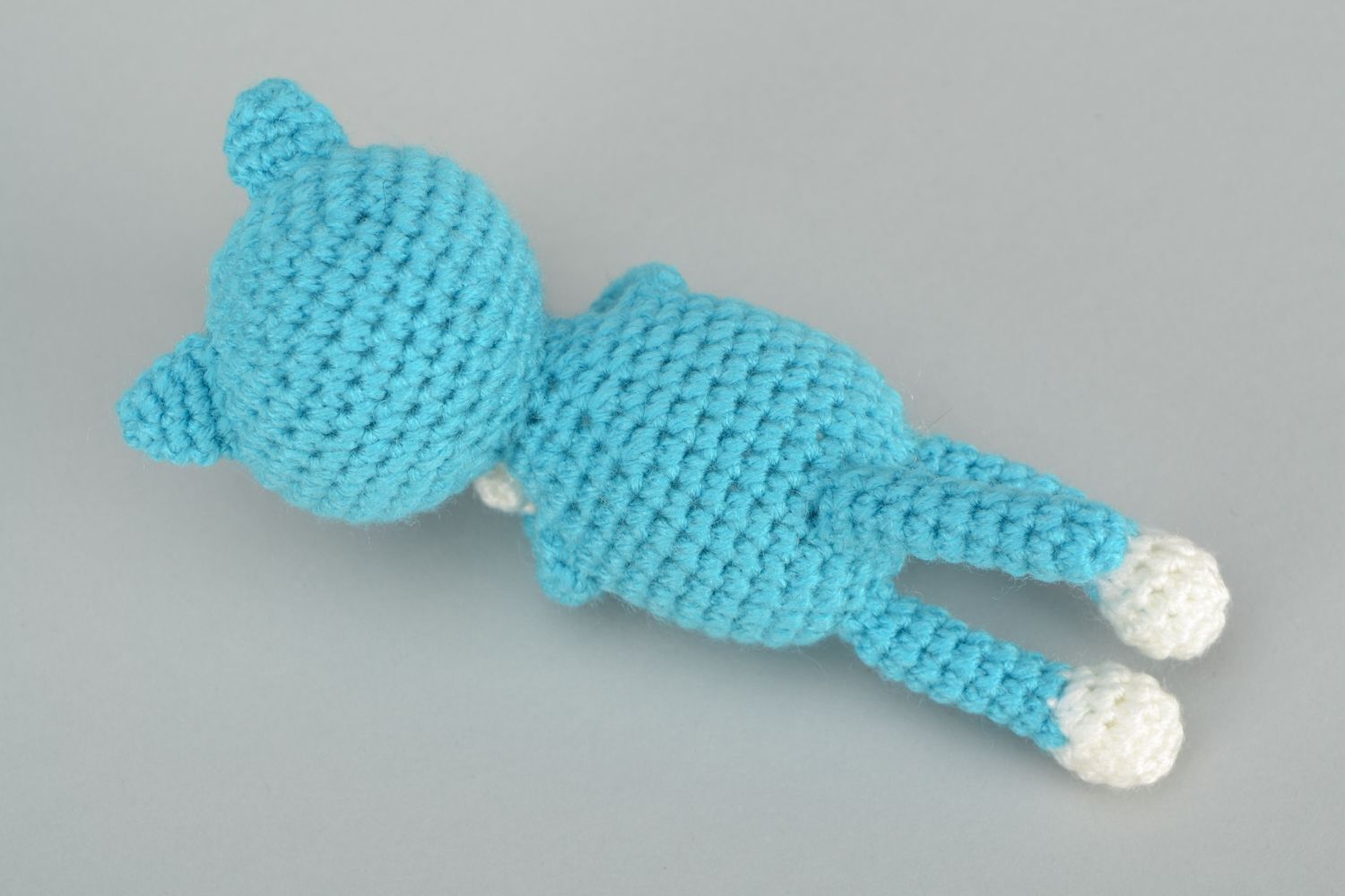 Handmade soft crochet toy Blue Cat photo 4