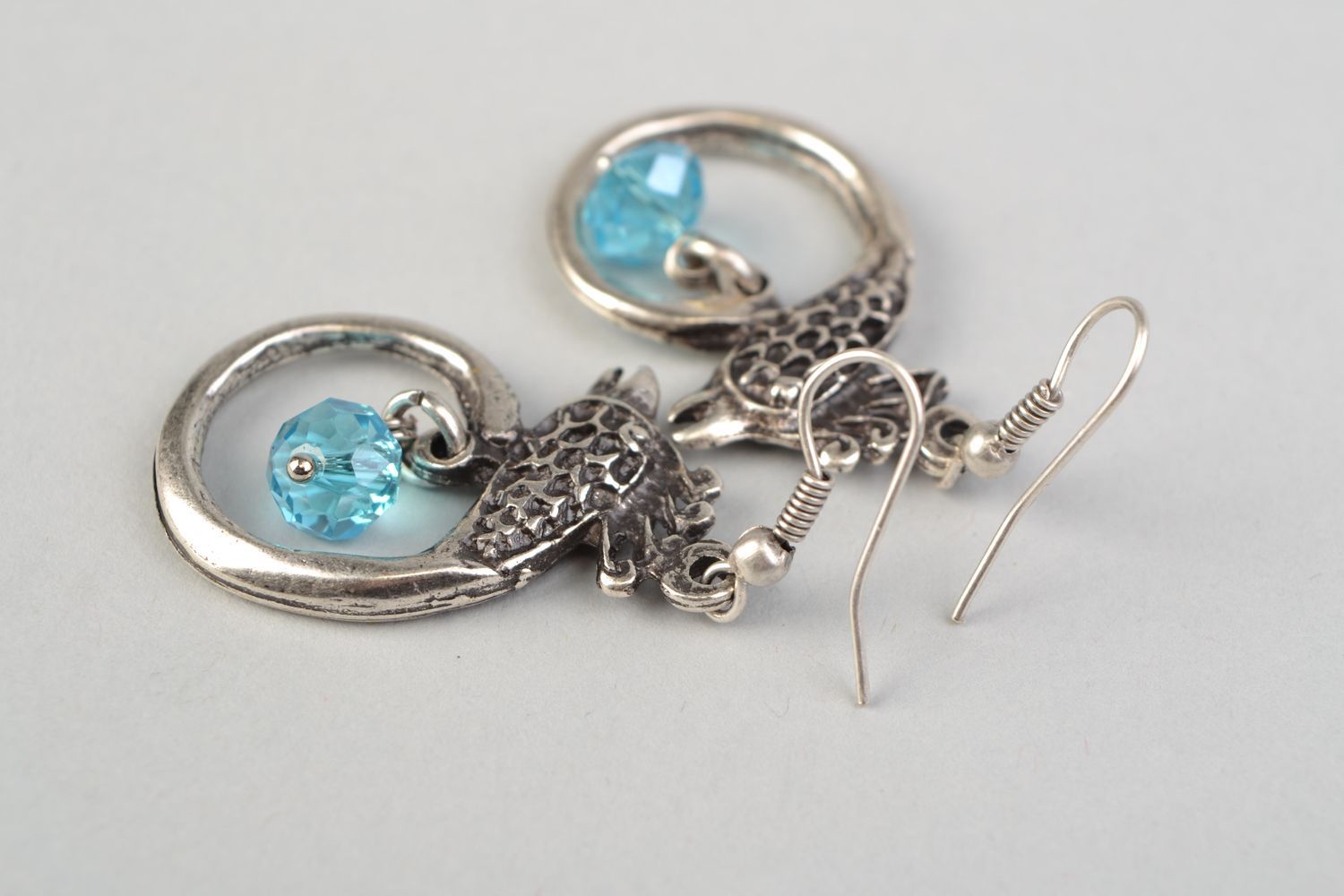 Türkisblaues schönes Set von Schmuck aus Metall Collier und Ohrringe für Damen foto 4