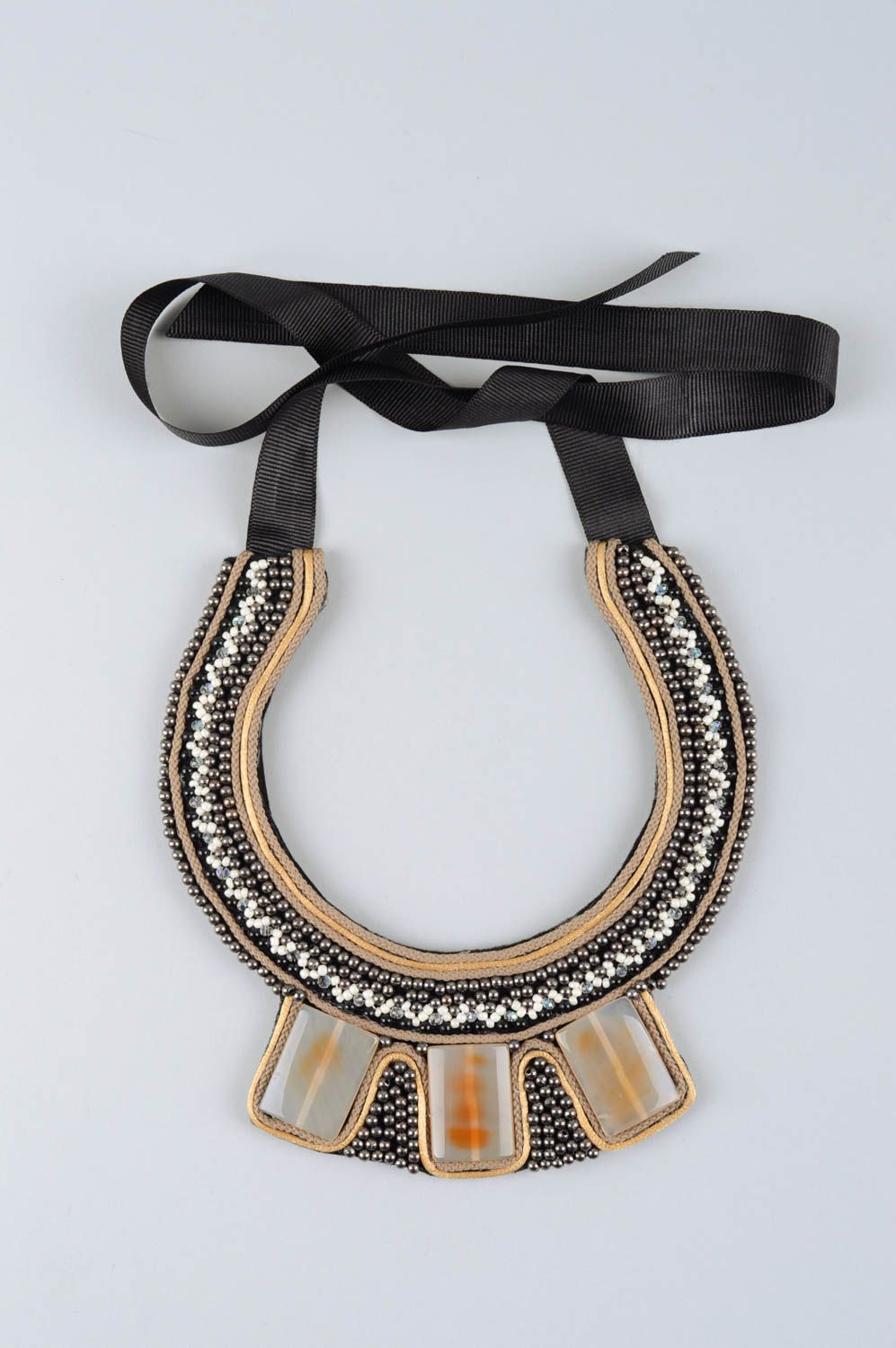 Unusual handmade beaded necklace fashion accessories beautiful jewellery photo 2