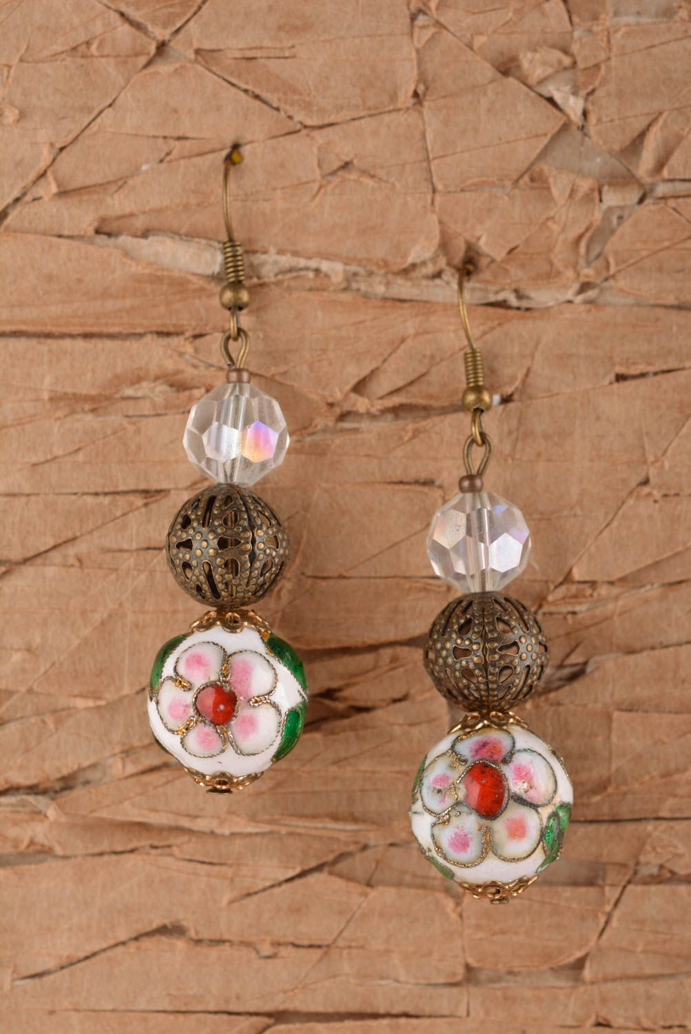 Unusual handmade metal earrings beaded earrings designer accessories for girls photo 1