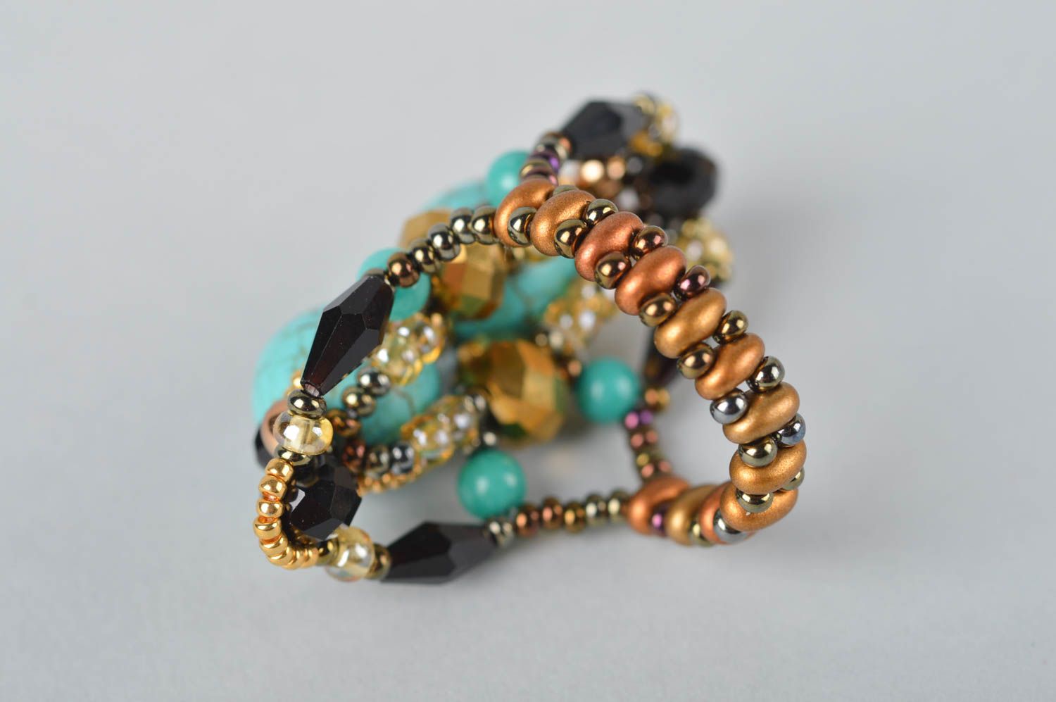 Unusual handmade beaded ring design bead ring artisan jewelry designs gift ideas photo 2