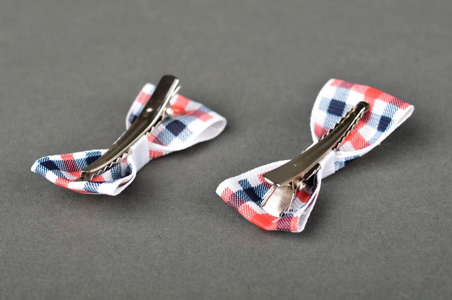 Handmade pin-bow children hair clips ribbon hair clips 2 pieces idea present photo 2