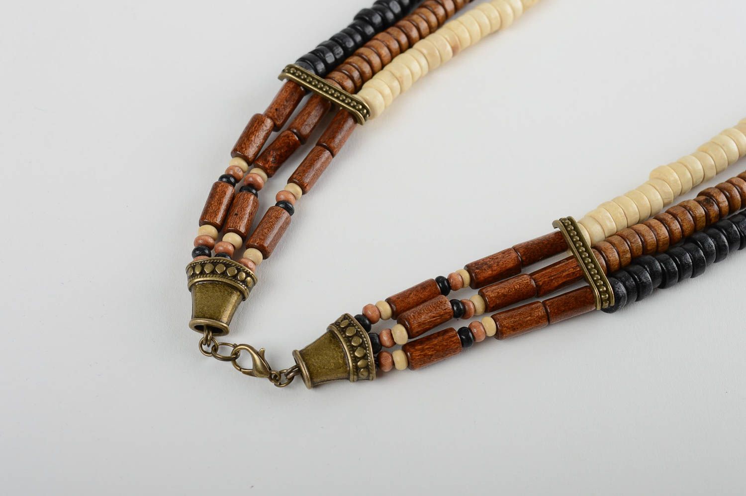 Handmade multirow necklace stylish wooden necklace cute elegant accessory photo 3