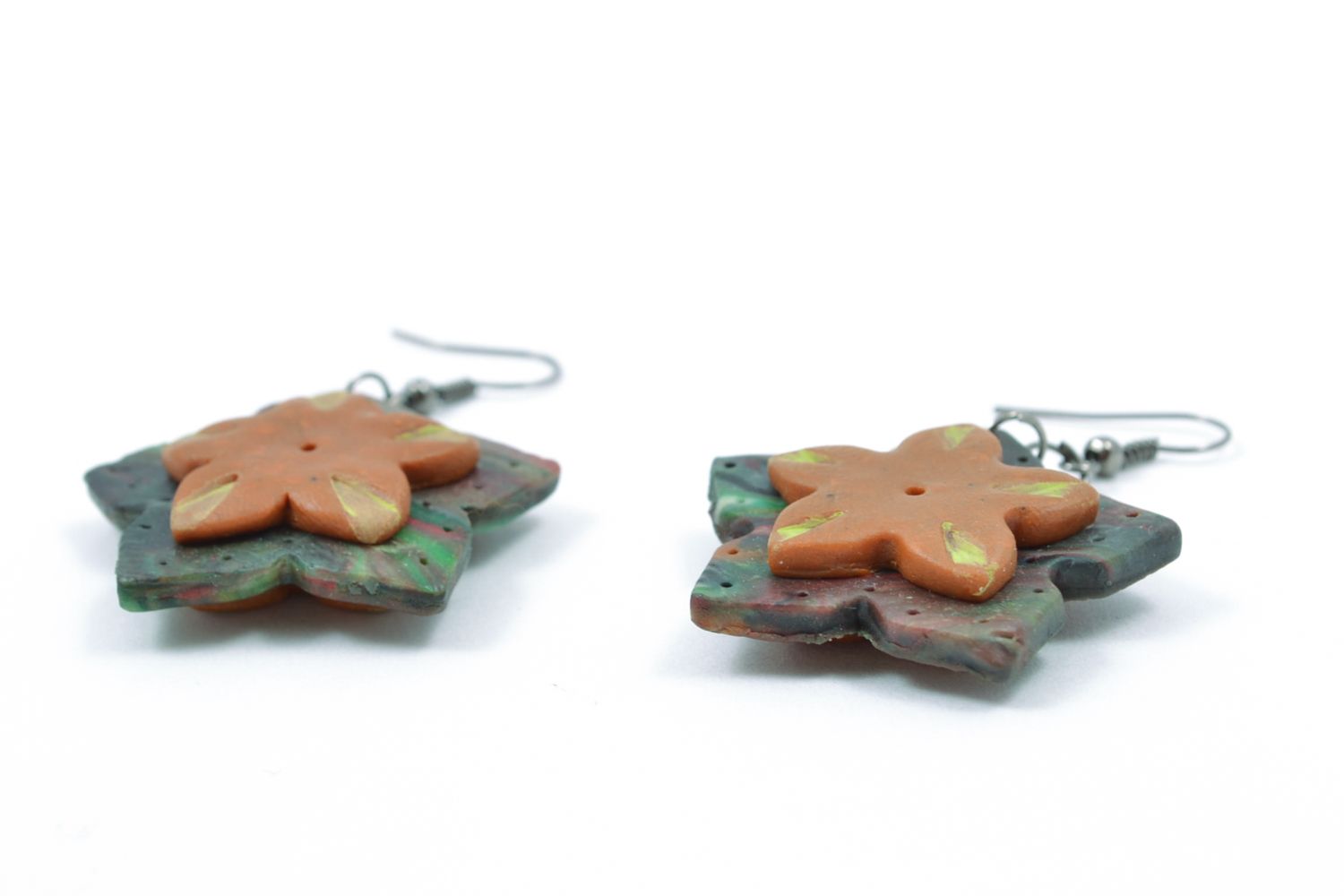 Designer polymer clay floral earrings photo 5