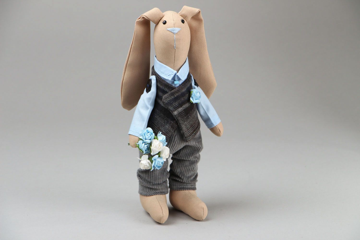 Fabric toy Rabbit with Flowers photo 1